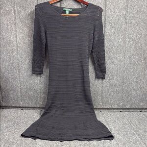 Ralph Lauren black Ribbed Sheath Dress Casual 3/4 Sleeve